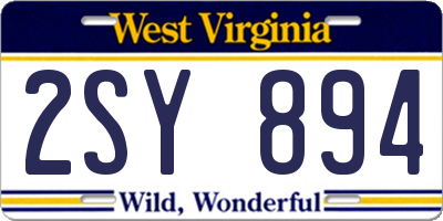 WV license plate 2SY894