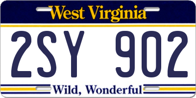 WV license plate 2SY902