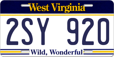 WV license plate 2SY920