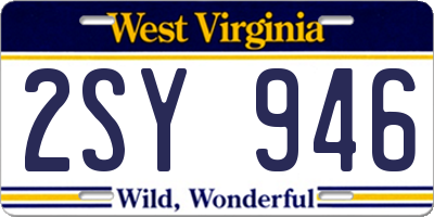 WV license plate 2SY946