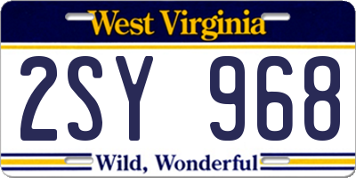 WV license plate 2SY968