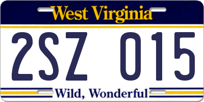 WV license plate 2SZ015