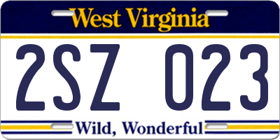WV license plate 2SZ023