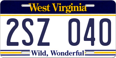 WV license plate 2SZ040