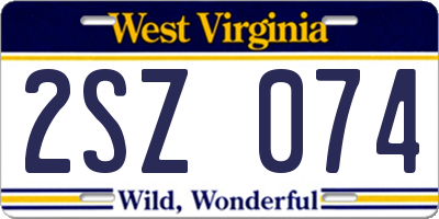 WV license plate 2SZ074