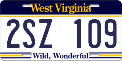 WV license plate 2SZ109