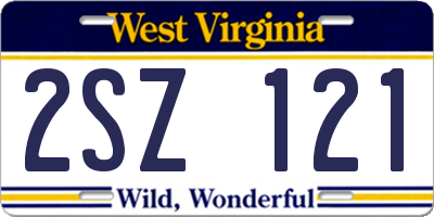 WV license plate 2SZ121