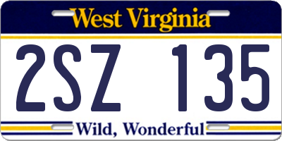 WV license plate 2SZ135