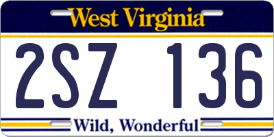 WV license plate 2SZ136