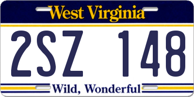 WV license plate 2SZ148