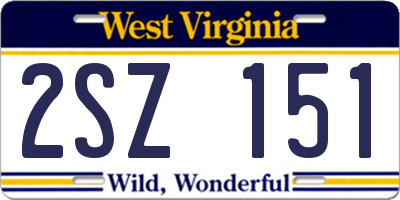 WV license plate 2SZ151