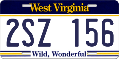 WV license plate 2SZ156