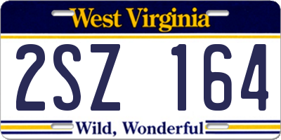 WV license plate 2SZ164