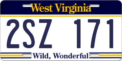 WV license plate 2SZ171