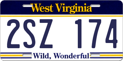 WV license plate 2SZ174