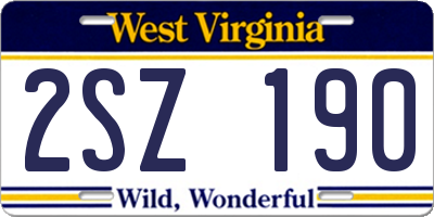 WV license plate 2SZ190