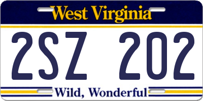 WV license plate 2SZ202