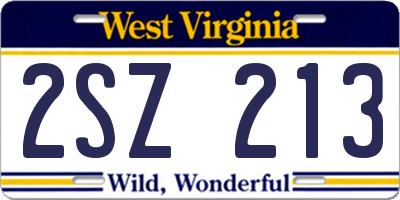 WV license plate 2SZ213