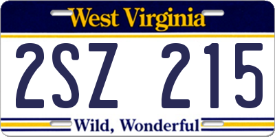 WV license plate 2SZ215