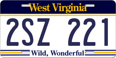 WV license plate 2SZ221