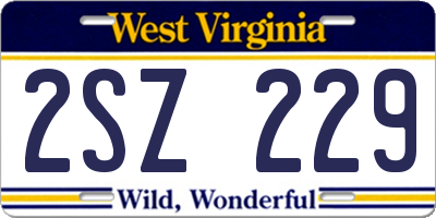 WV license plate 2SZ229