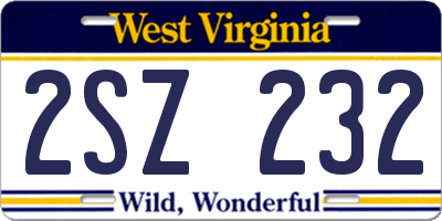 WV license plate 2SZ232