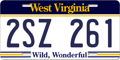 WV license plate 2SZ261