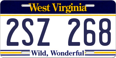 WV license plate 2SZ268