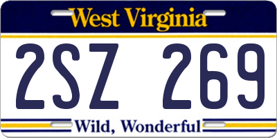 WV license plate 2SZ269