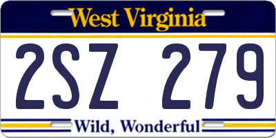 WV license plate 2SZ279