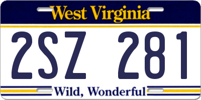 WV license plate 2SZ281