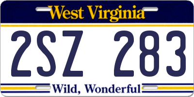 WV license plate 2SZ283