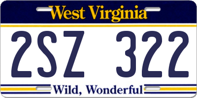 WV license plate 2SZ322