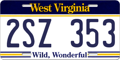 WV license plate 2SZ353
