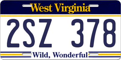 WV license plate 2SZ378