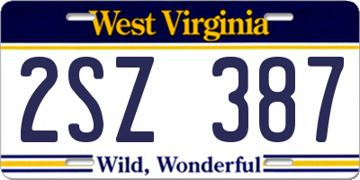 WV license plate 2SZ387