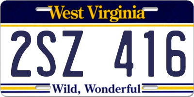 WV license plate 2SZ416