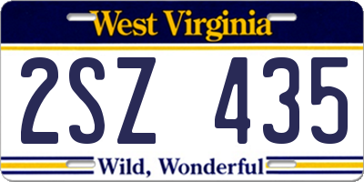 WV license plate 2SZ435