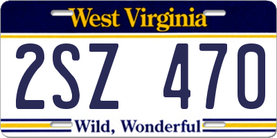 WV license plate 2SZ470