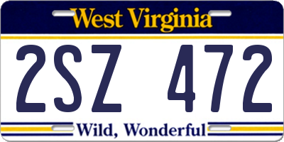 WV license plate 2SZ472