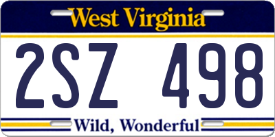 WV license plate 2SZ498