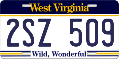 WV license plate 2SZ509
