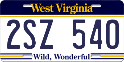 WV license plate 2SZ540