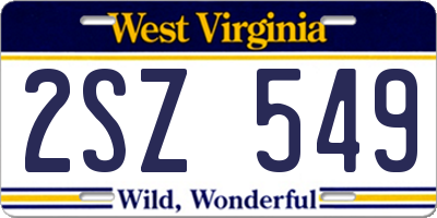 WV license plate 2SZ549