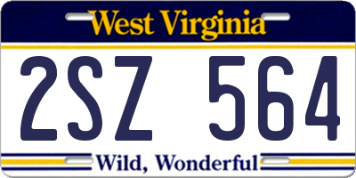 WV license plate 2SZ564