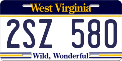 WV license plate 2SZ580