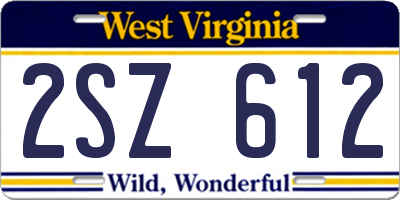 WV license plate 2SZ612