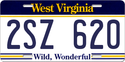 WV license plate 2SZ620