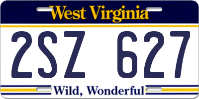 WV license plate 2SZ627