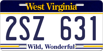 WV license plate 2SZ631